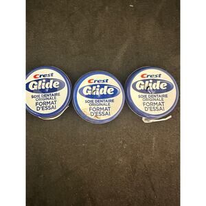 (3) Vintage Crest Glide Travel Size Dental Floss Mini Tins 4m 4.4yds